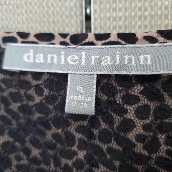 Daniel Rainn Brown Leopard Print Sheer Smocked Waist Blouse Size PL - Picture 4 of 7